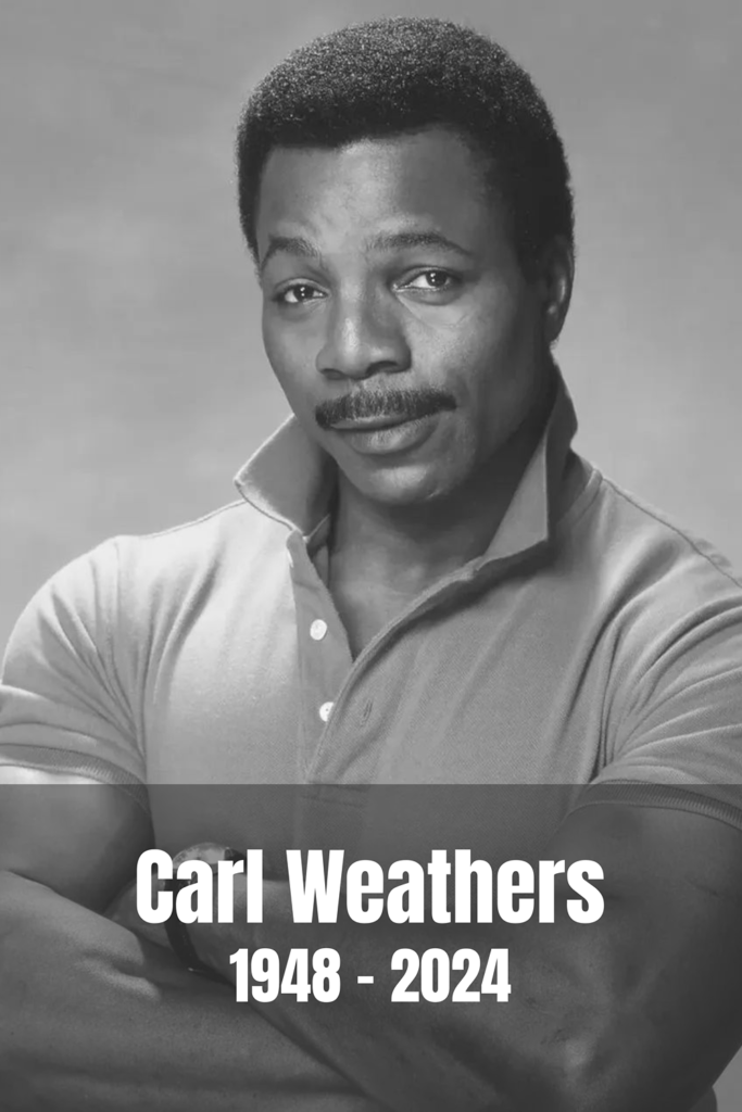 "Carl Weathers 1948-2024 tribute. Rocky star, action icon, Hollywood legacy, and celebrated actor in cinema history."